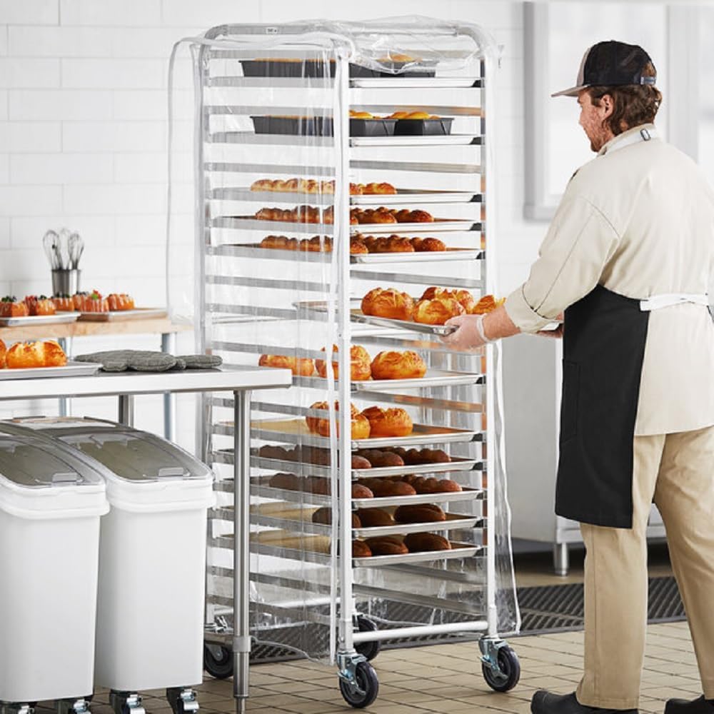 Durable Clear Plastic Cover for 20 Tier Bun Pan Sheet Rack 28 x 23 x 61 - Heavy Duty Plastic Sheet Pan Rack Cover with Zippers Sheet Pan Rack Cover for Home Kitchen Restaurant Bakery