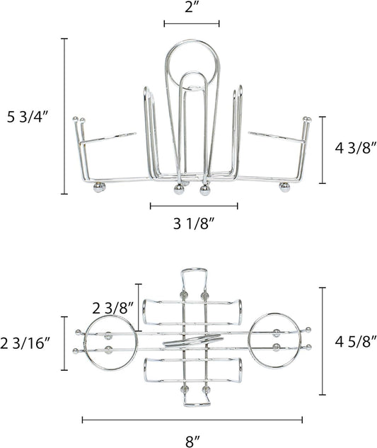 Sugar Packet Holder Chrome Plated Set of 2- Metal Sweetener Container Coffee Accessories Sugar Caddy Holder for Restaurant Home Sugar Tea Bag Basket