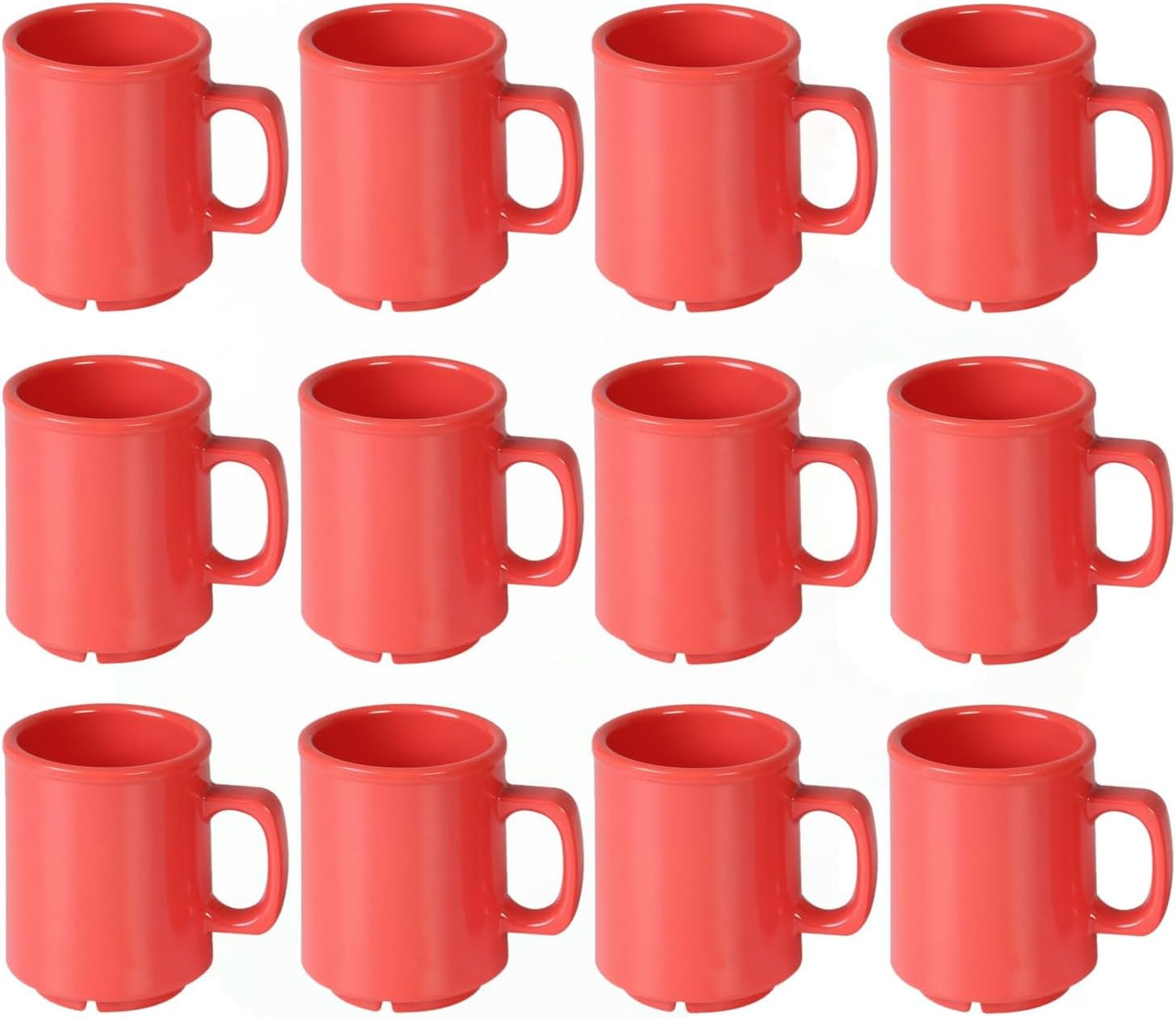 8 oz Mug Melamine Set of 12- Dishwasher Safe Break-Resistant Coffee Cup Set Reusable Plastic Cup for Latte Cappuccino Cocoa Hot Tea Mocha Home Cafe Restaurants