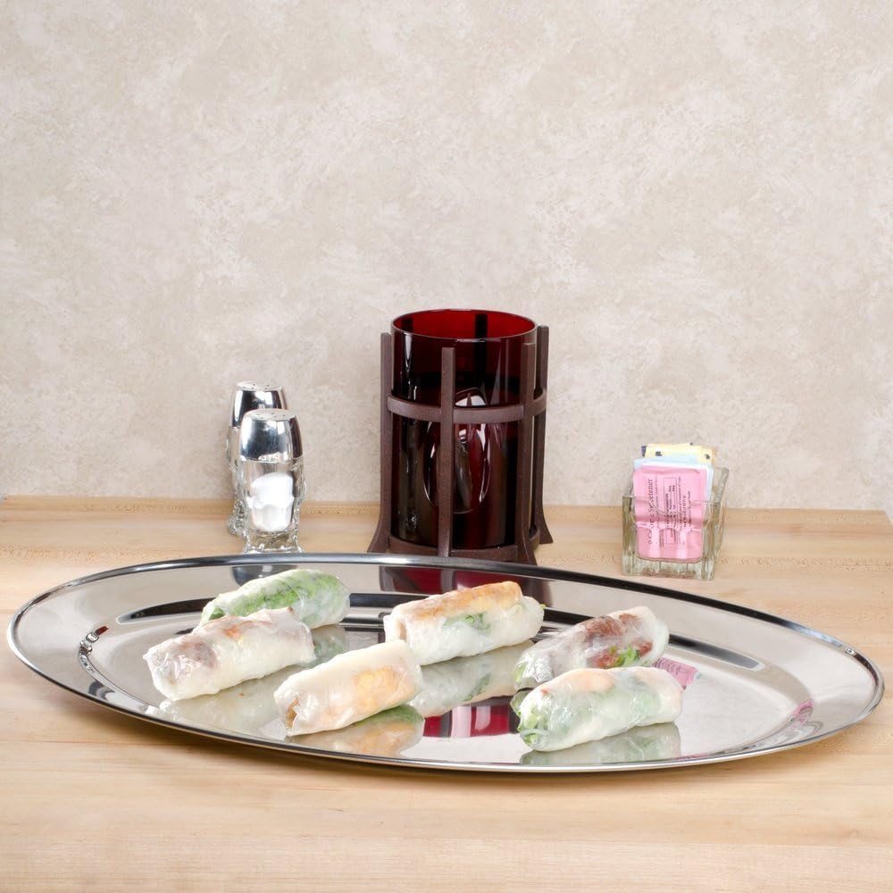 22” Stainless Steel Oval Serving Platter - Heavy Duty Metal Serving Tray Serving Platters for Appetizer Snack Fruit Cake Server Party Food Display Tray Serving Dishes for Entertaining