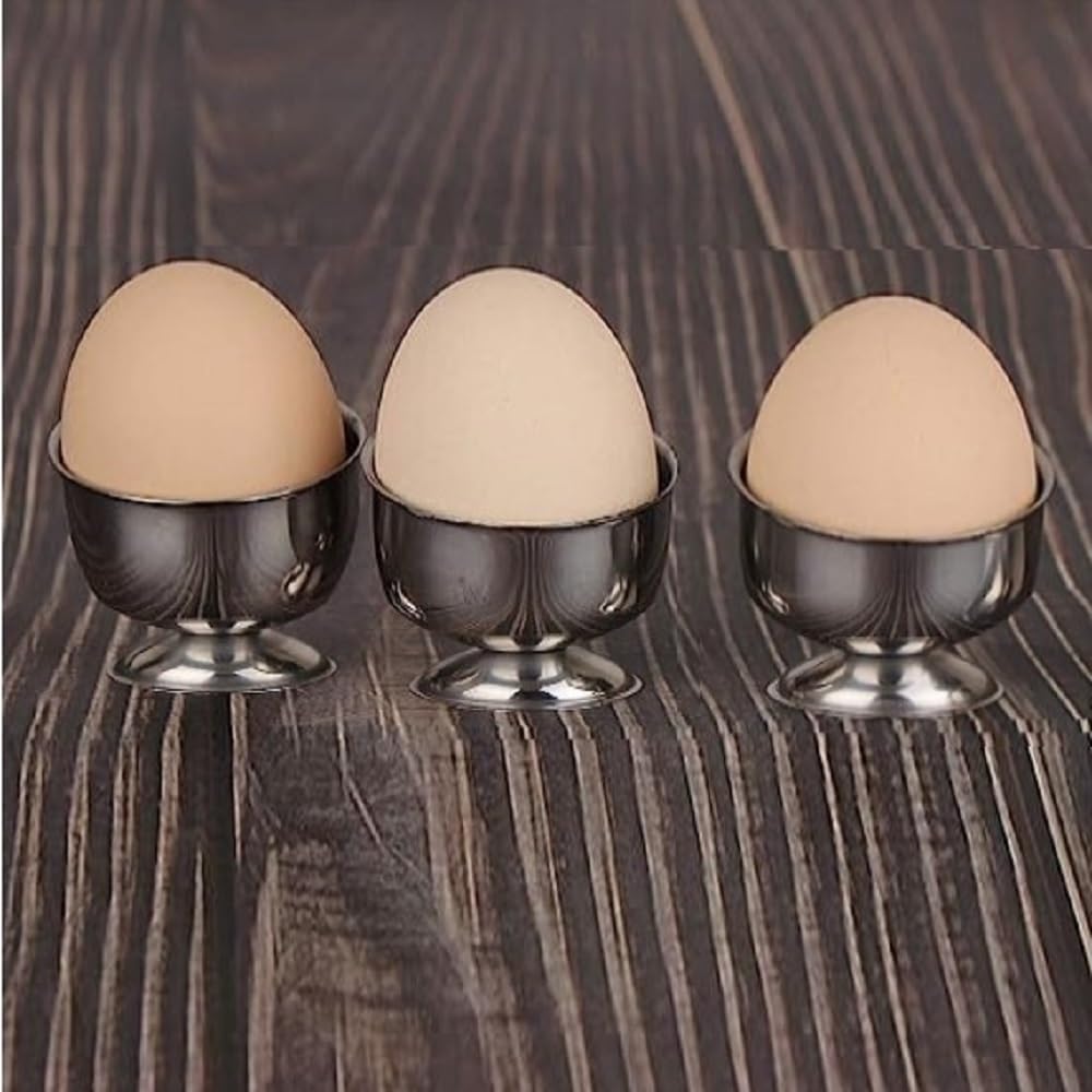 Stainless Steel Footed Egg Cup Set of 2- Egg Cups Stand Holder for Boiled Eggs Egg Cups Holders for Breakfast and Brunch Kitchen Egg Stand Holders Egg Cup Tray