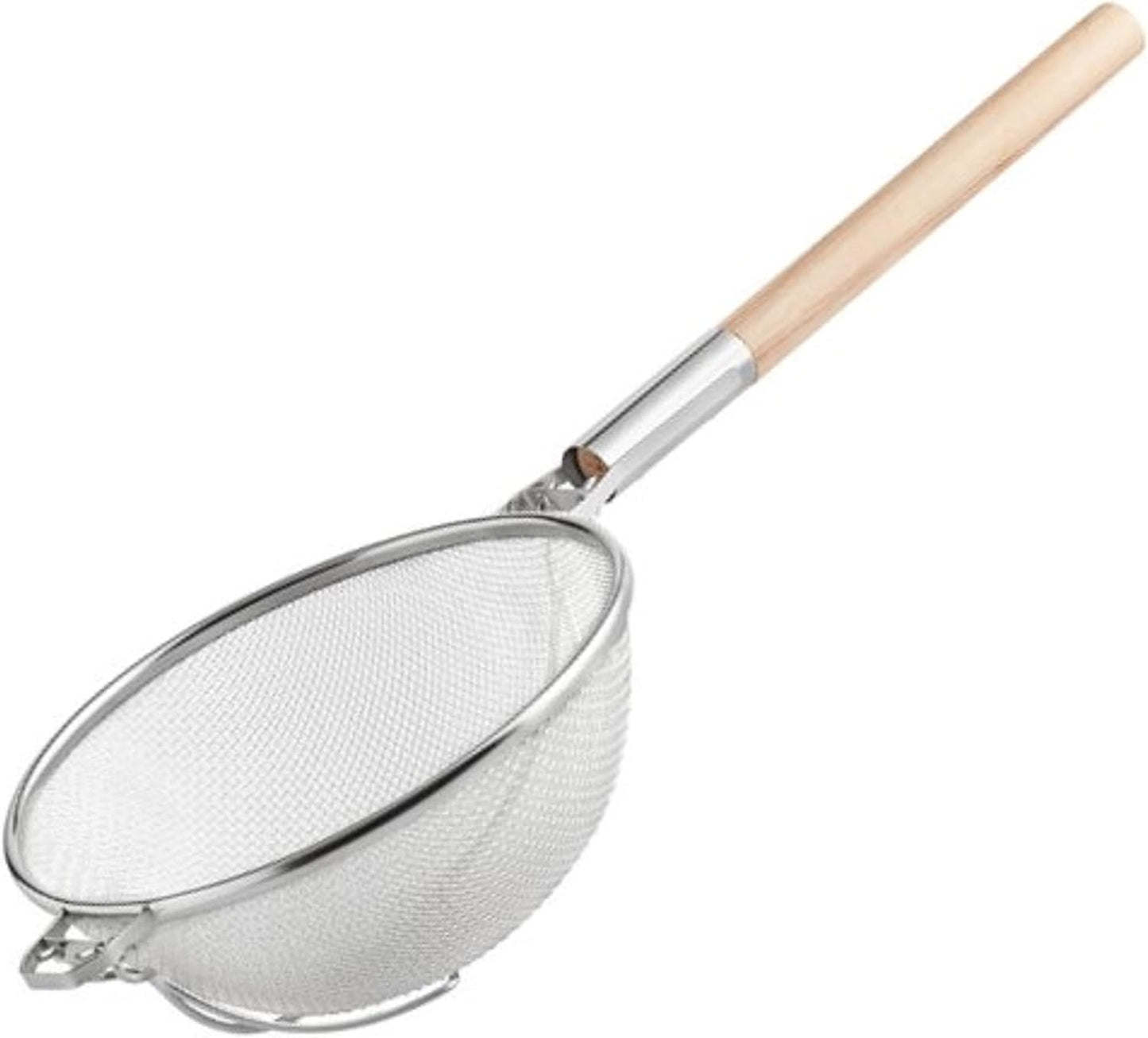 Reinforced Fine Double Mesh Strainer Nickel Plated Wire Frame & Support Handle Length- Kitchen Sieve Sifters Strainers for Sauces Gravies Tea Rice Oil Noodles and Fruits