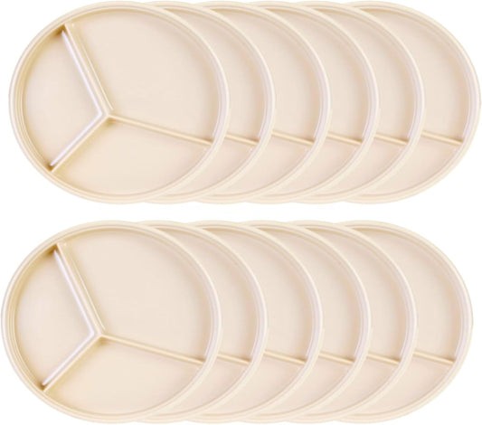 8-1/4” Deep Divided Server Melamine Set of 12- Dishwasher Safe Break-Resistant Serving Platter Serving Plates Portion Plates for Dinner Home Kitchen Restaurants