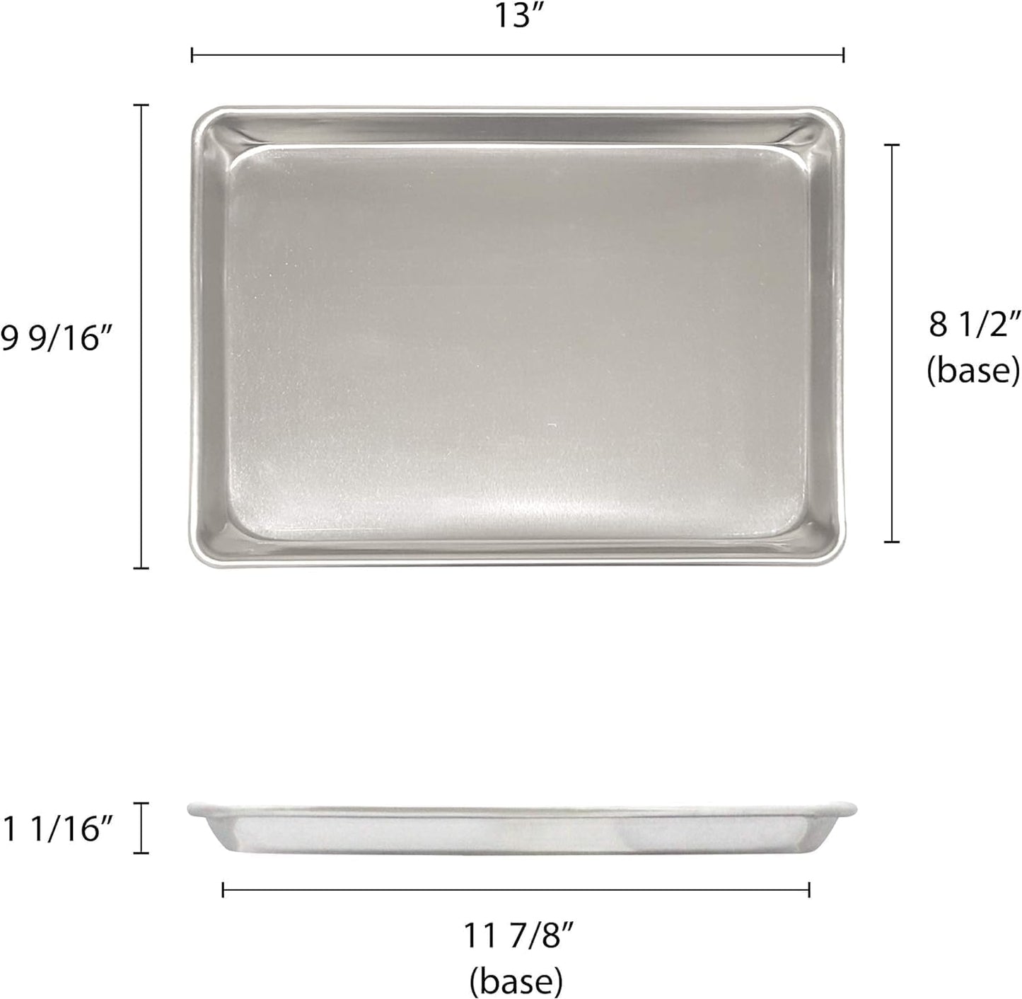 Quarter Size Aluminum Sheet Pan 9-1/2" x 13" Baking Sheets 18 Gauge Set of 2-Oven Safe Baking Pan Baking Tray Cookie Sheet Baking Sheet for Oven Perfect for Baking Roasting and More