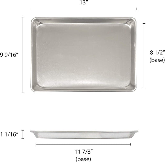 Quarter Size Aluminum Sheet Pan 9-1/2" x 13" Baking Sheets 18 Gauge Set of 2-Oven Safe Baking Pan Baking Tray Cookie Sheet Baking Sheet for Oven Perfect for Baking Roasting and More