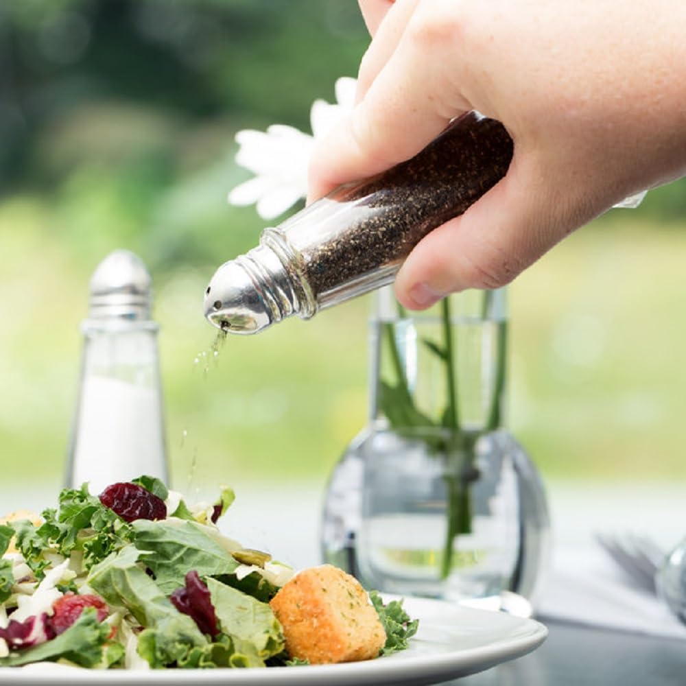 Tower Salt Pepper Shakers with Glass Body Stainless Steel Top - Salt Shaker Salt Pepper Shakers Glass Spice Jars Accessories for Wedding Party Restaurant Home Kitchen