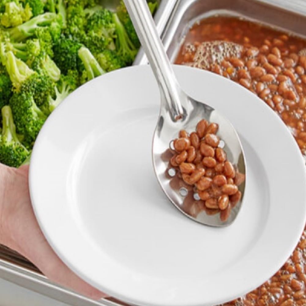 Perforated Curved Basting Spoon Stainless Steel with Hanging Slot- Pot Basting Spoon Utensil Spoon for Mixing Stirring Cooking & Serving Kitchen Accessories Restaurants and Home