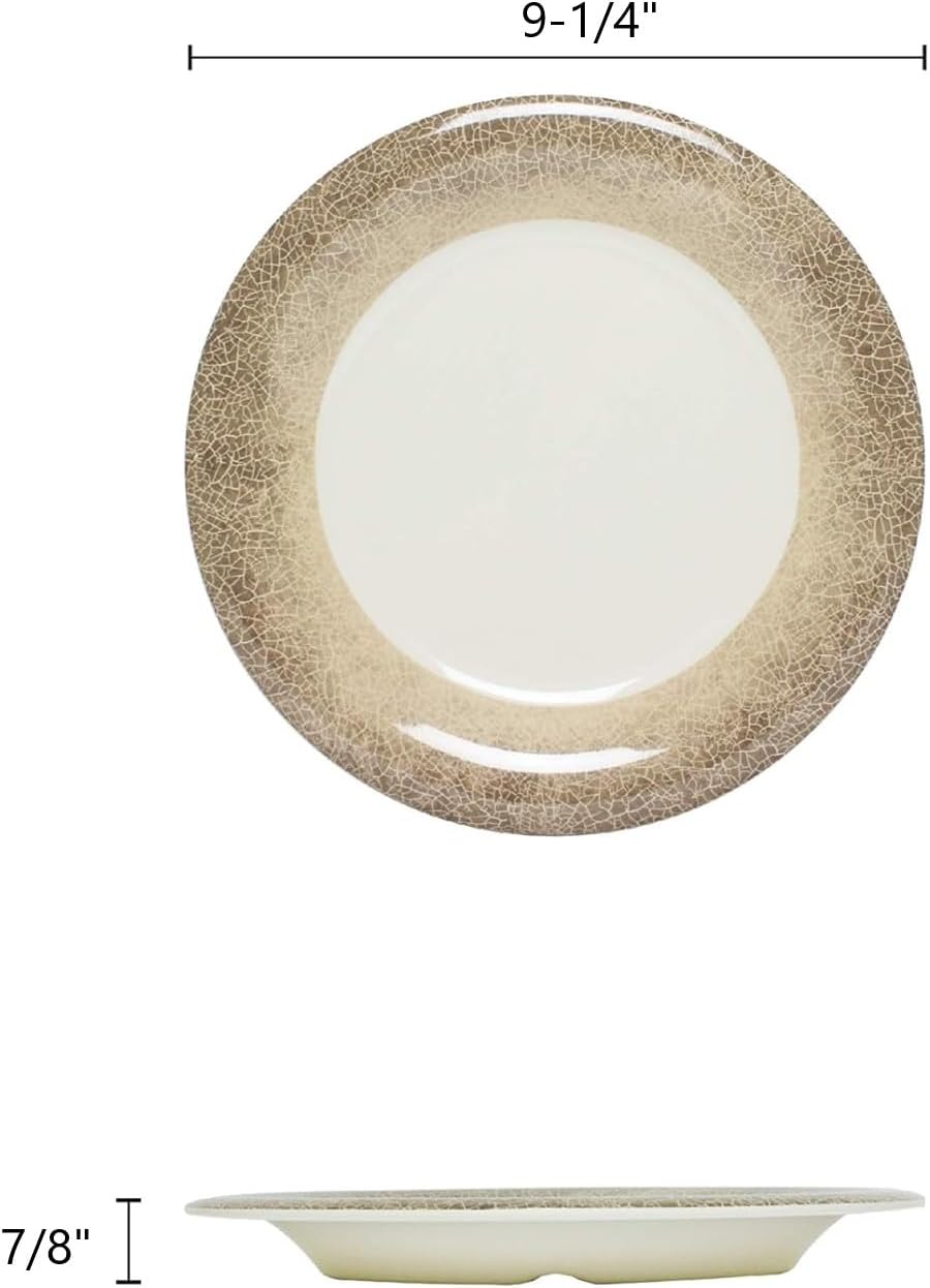 Jazz Round Dinner Plates Wide Rim Melamine Set of 12- Dishwasher Safe Break-Resistant Reusable Plates Kitchen Plates Dinnerware Dishes for Kitchen