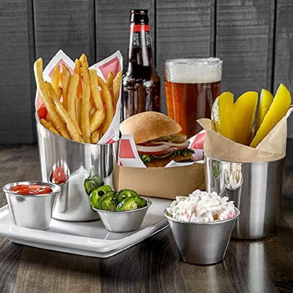 13 oz. Stainless Steel French Fry Cup Set of 2- French Fry Holder Stainless Steel Fry Cup Appetizer Cups For Serving Chips Onion Rings Tater Tots or Vegetables
