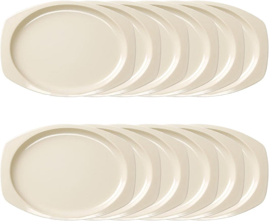 Rectangular Platter White Color Melamine Set of 12- Reusable Plates Kitchen Plates Dinnerware Serving Platter Dishes Dishwasher Safe Break-Resistant for Home Kitchen