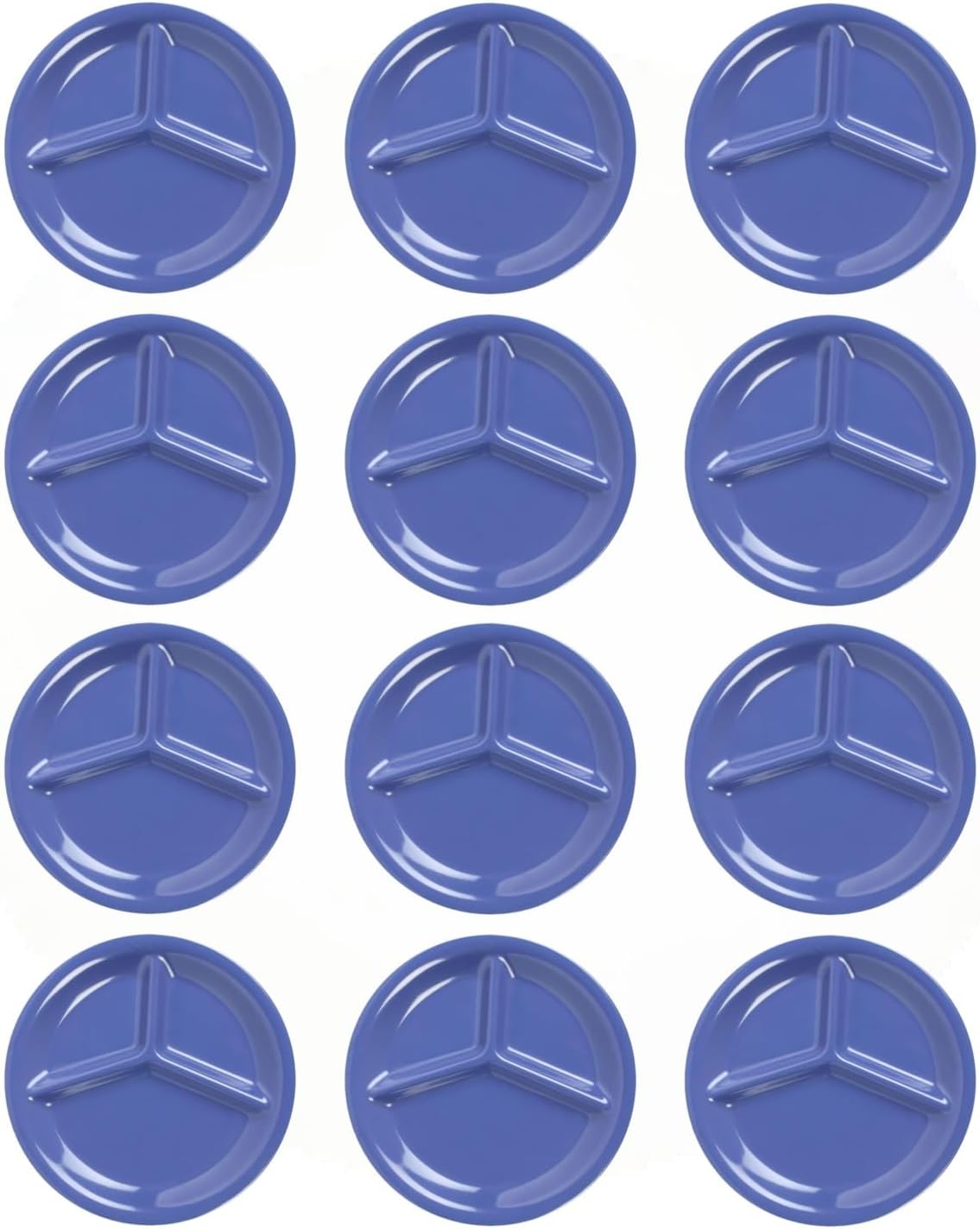 3 Compartment 10 1/4” Divided Plate Melamine Set of 12- Dishwasher Safe Break-Resistant Serving Platter Dinner Plates Portion Plates for Dinner Home Kitchen Restaurants