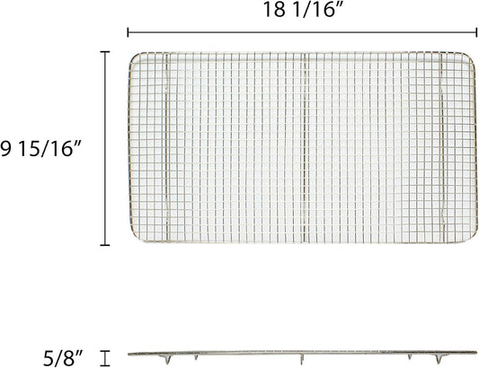 Full Size Chrome Plated Wire Pan Grate- Cooling Racks 18" x 10"- Fits Full Size Sheet Pans Cookie Pans Cooling Rack Baking Sheet Grate Cake Rack for Pies Cookies Pastries Cakes