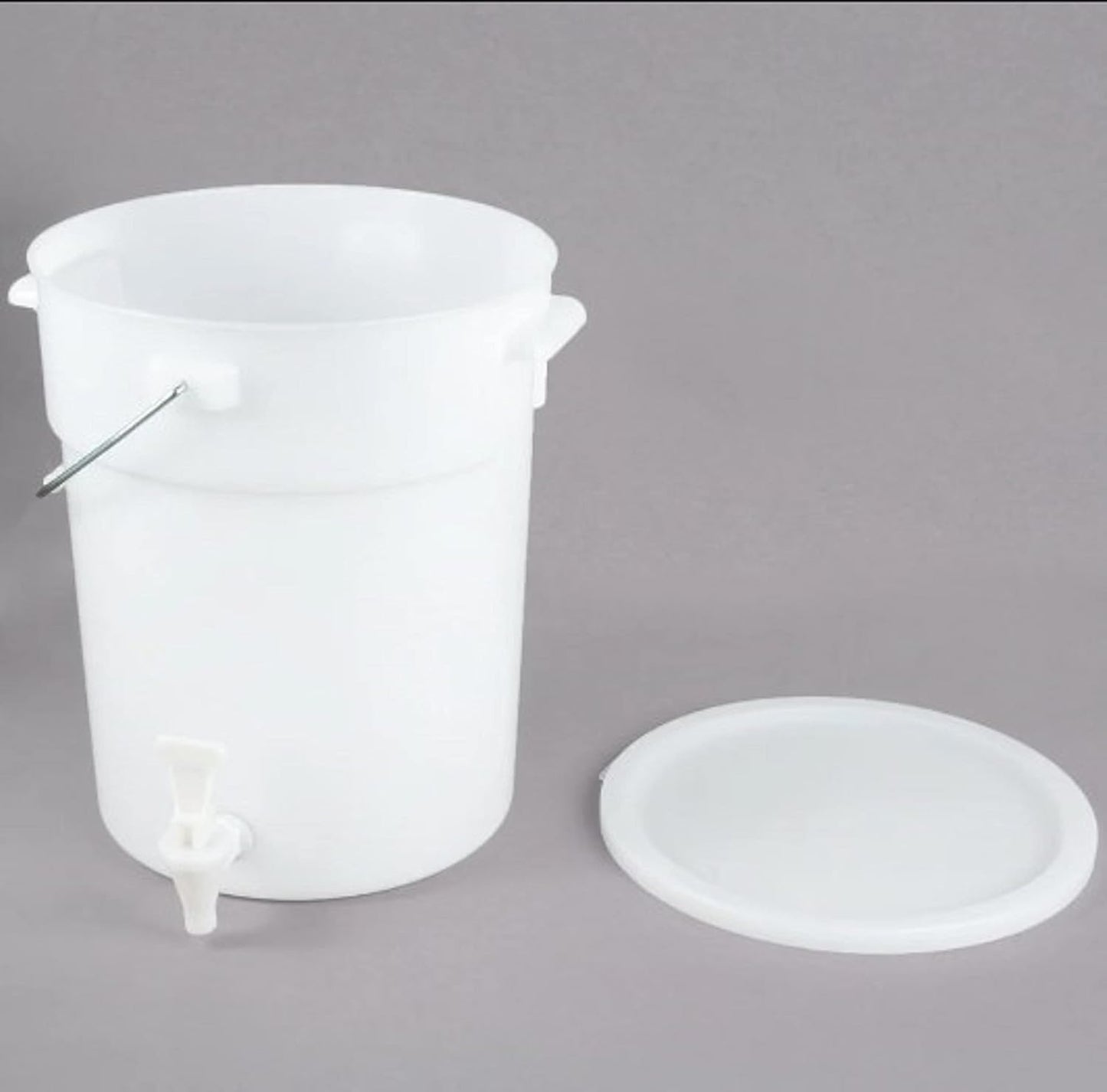6 Gallons Round Beverage Dispenser with Easy Flow Spigot White Plastic- Dishwasher Safe Color graduations marking in Liters Quarts Punch Bowls Water Juice Dispensers for Indoor Outdoor