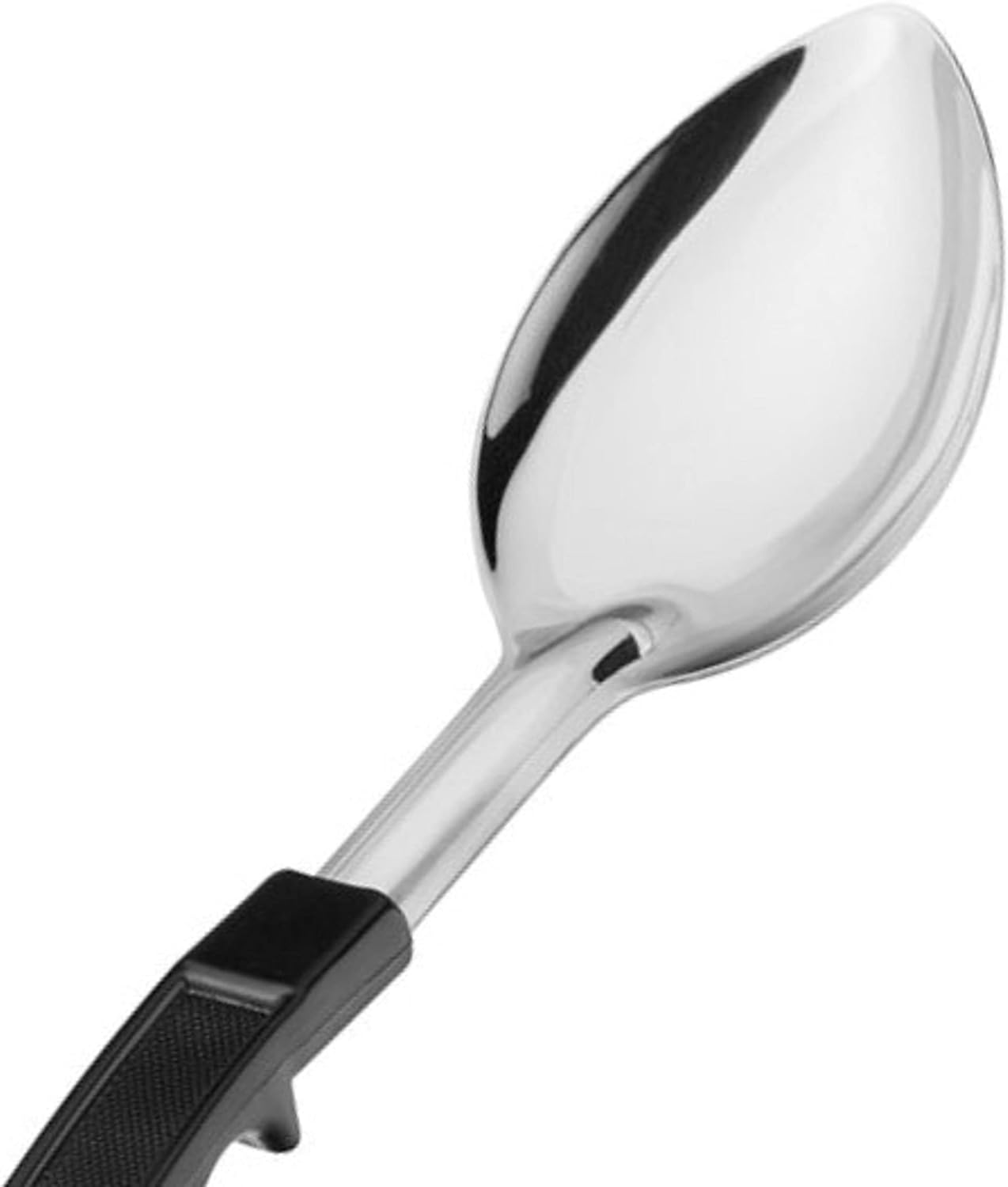 Basting Spoon Stainless Steel with Black Plastic Handle- Basting Spoon Utensil Spoon for Mixing Stirring Cooking & Serving Kitchen Accessories Restaurants and at Home