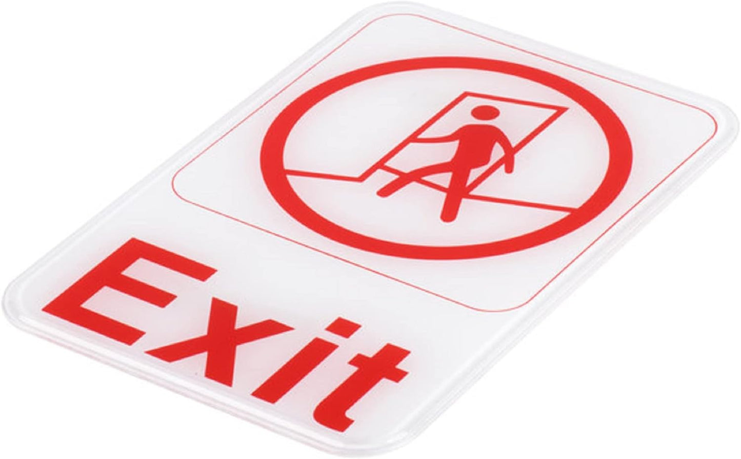 6" x 9" Exit Sign with Easy Peel Self-Adhesive Red on White Color Set of 2- Waterproof Self Adhesive Store Signs Indoor/Outdoor Warning Marker Home Business Use