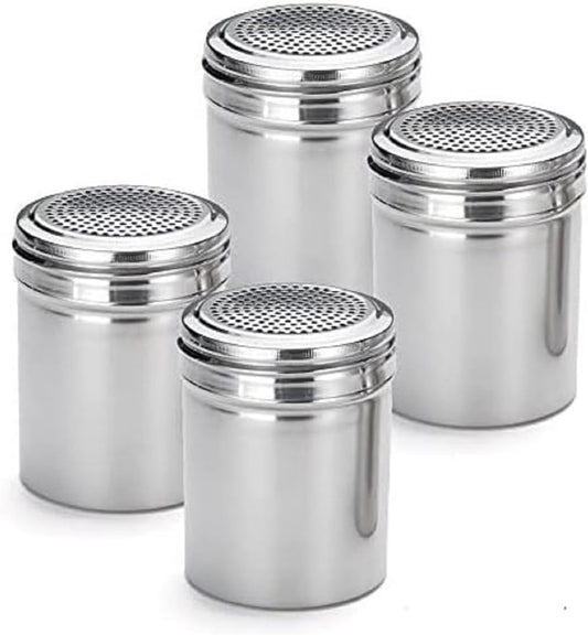 10 oz Stainless Steel Dredge Shakers - Seasonings Spice Shakers Cheese Shakers Chili Flakes Powder Shaker Sugar Spice Cans for Kitchen Cooking Home Restaurant