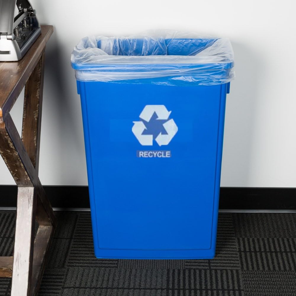 23 Gallon Recycle Trash Can Blue Color- Wastebasket Garbage Bin Lid Recycling Bin Cover Kitchen Bathroom Bedroom Office Trash Can