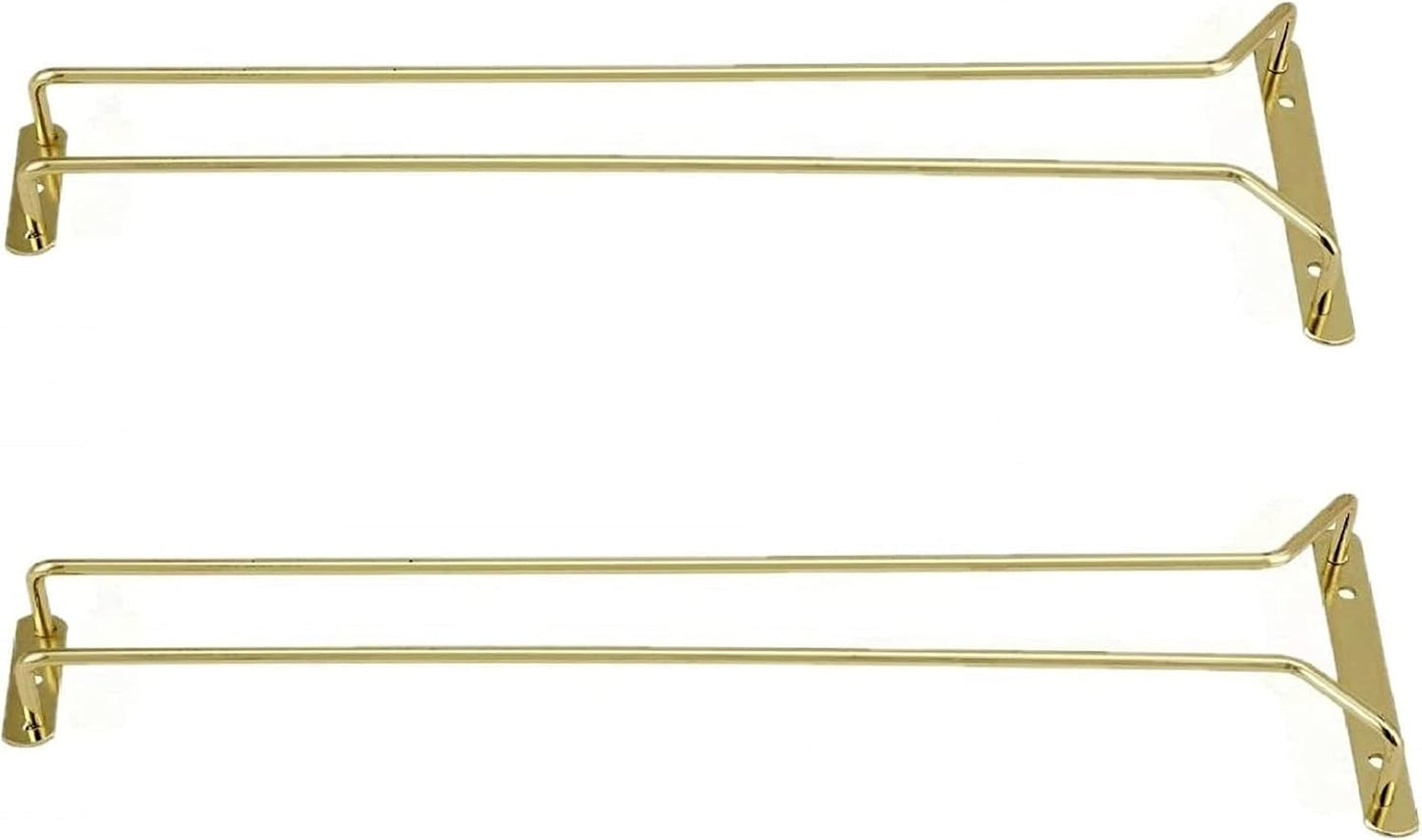 Wine Glass Rack Set of 2 - Stemware Rack Wire Hanging Rack Under Cabinet Wine Glass Rack Stemware Holder Glass Storage Hanger Organizer for Kitchen and Bar