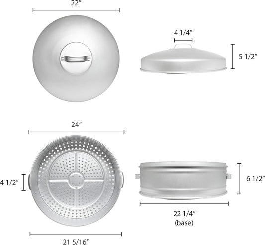 Aluminum Steamer 2 Tier without bottom Big hole size- Steamer for Cooking Steamer Pot Food Steamer Steam Pots with Lid for Cooking Vegetables Seafood Soups Stews and Pasta