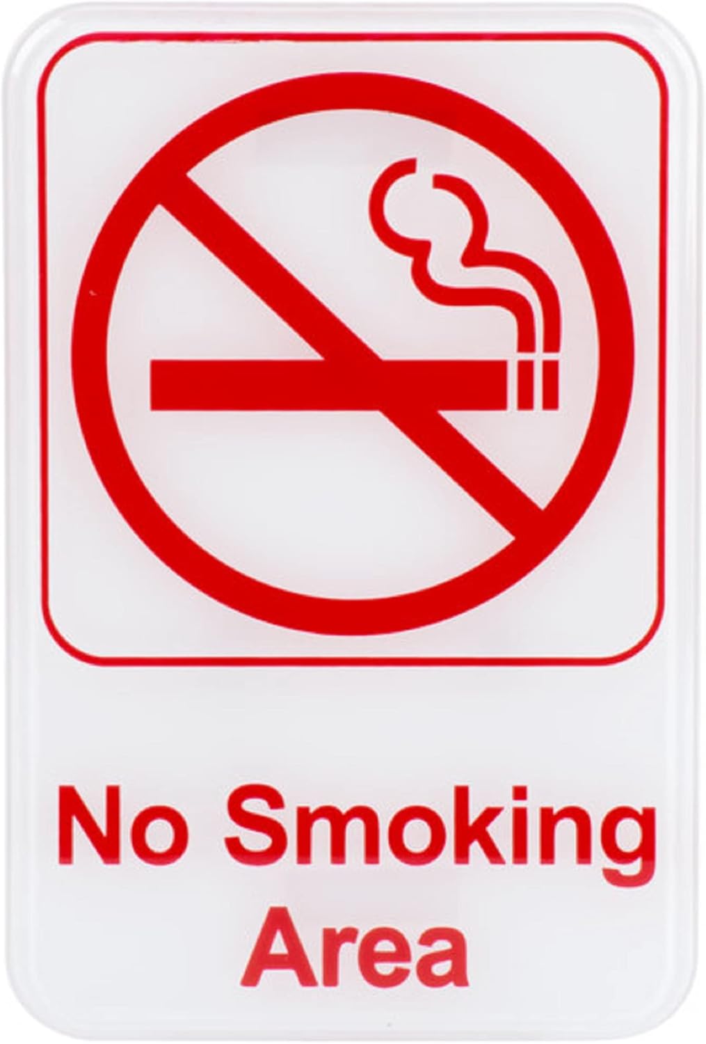 6" x 9" No Smoking Area Sign with Easy Peel Self-Adhesive Red on White Color Set of 2- Waterproof Self Adhesive Store Signs Indoor/Outdoor Warning Marker Home Business Use