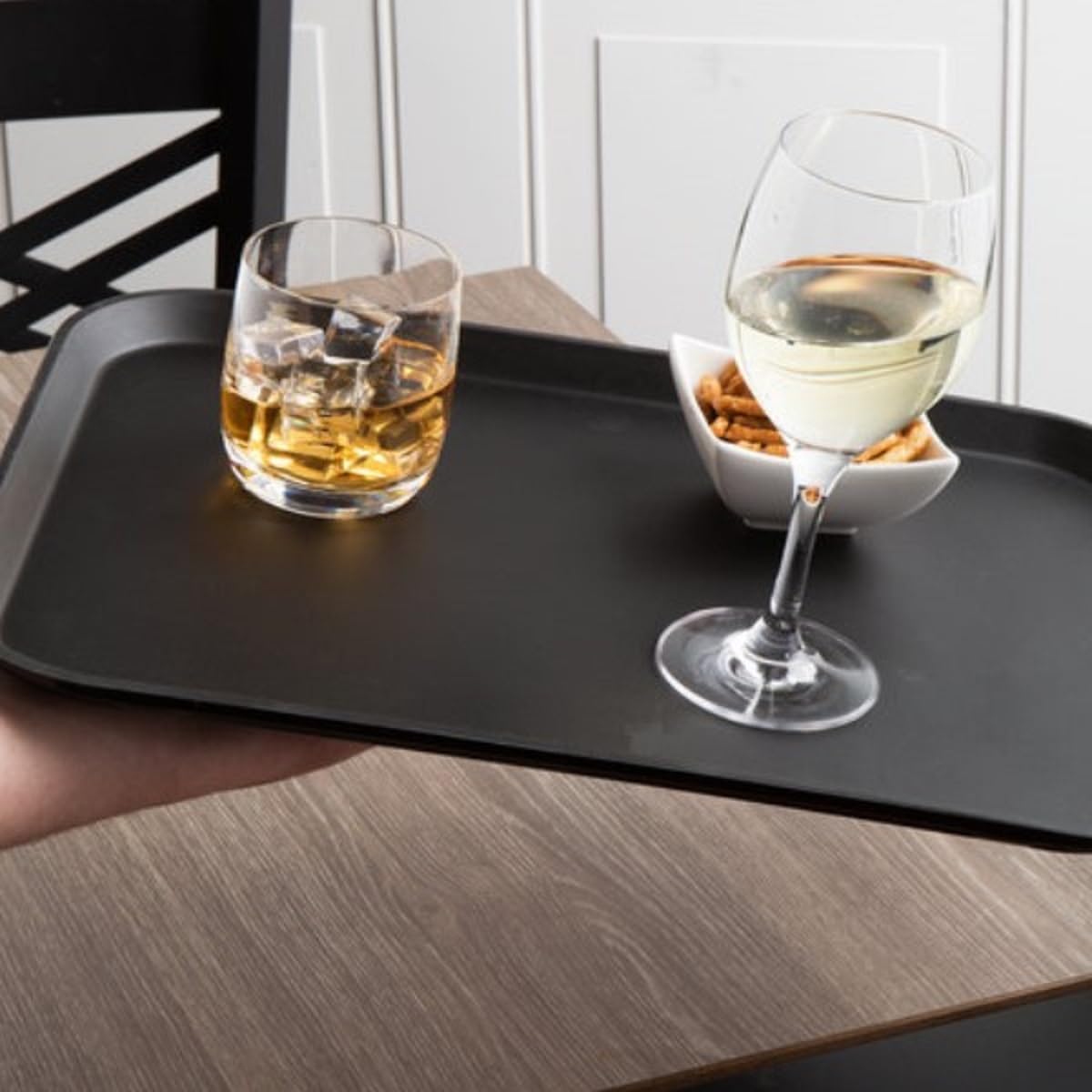 Rectangular Anti-Slip Serving Tray with Surface Set of 2- Multi-Purpose Serving Trays Food Server Trays Platters for Restaurant Parties Breakfast Cafe Bar