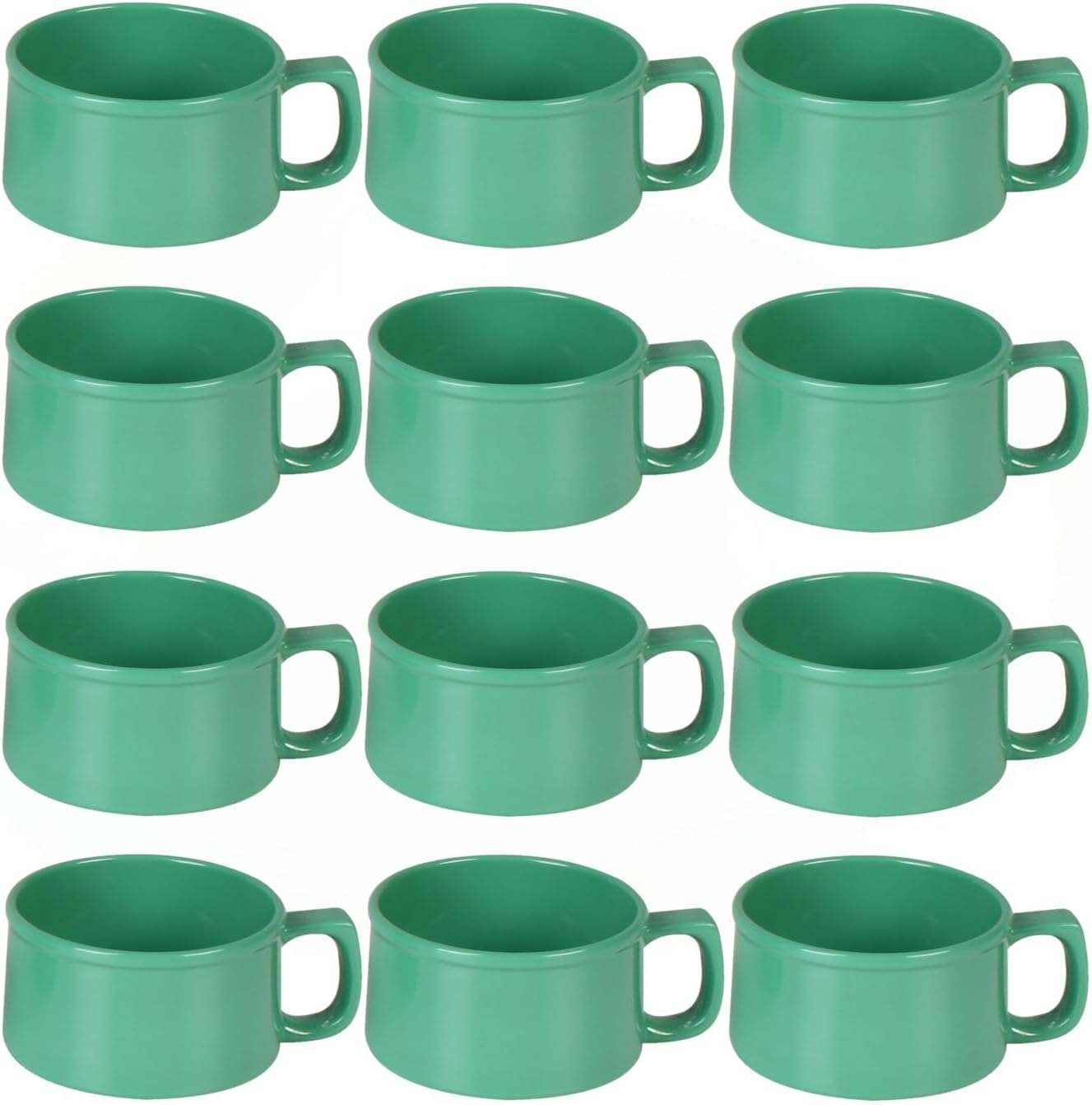 10 oz Soup Mug Melamine Set of 12- Dishwasher Safe Break-Resistant Coffee Cup Set Reusable Plastic Mug for Soups Latte Cappuccino Cocoa Hot Tea Home Cafe Restaurants