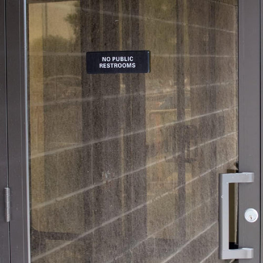 9" x 3" No Public Restrooms Sign with Easy Peel Self-Adhesive White on Black Color Set of 2- Door Sign Waterproof Self Adhesive Store Signs Indoor/Outdoor Warning Marker Home Business Use