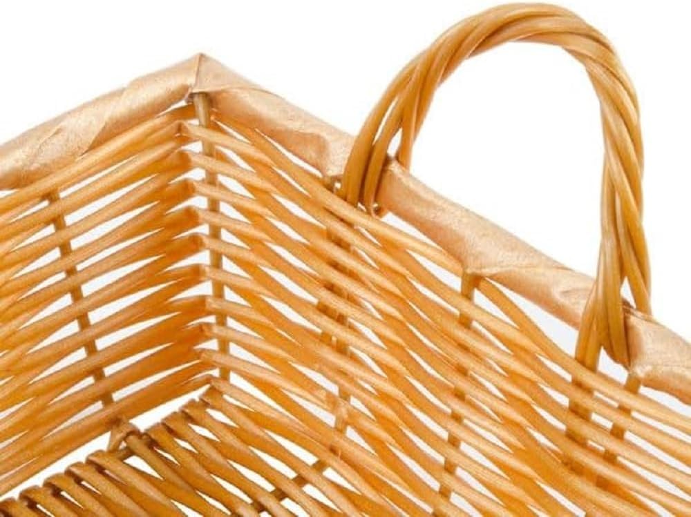 Hand-Woven Bread Basket with Handles Natural Color - Restaurant Woven Food Serving Basket for Fruit Bread Serving Basket Decorative Basket Perfect for Cafe Home Restaurants