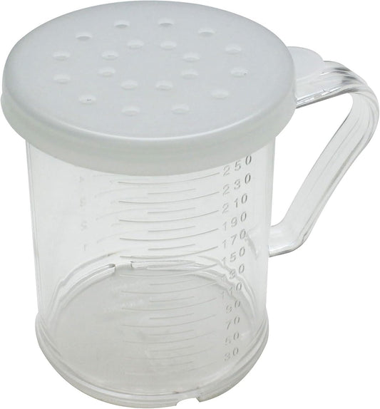10 oz Polycarbonate Dredger with Handle 3 Snap-On Polycarbonate lids Set of 12- Dredge Shaker Spice Shaker