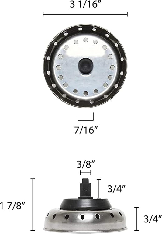 3-1/2” Stainless Steel Sink Strainer with Stopper - Kitchen Strainer Kitchen Sink Drain Strainer Hair Catcher for Bathroom Sink Utility Slop Laundry
