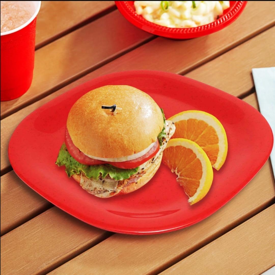 Round Square Plate Passion Melamine - Dinner Plates Reusable Plate Dinner Dishes Plates Perfect for Dinner Dishes Dishwasher Safe Break-Resistant