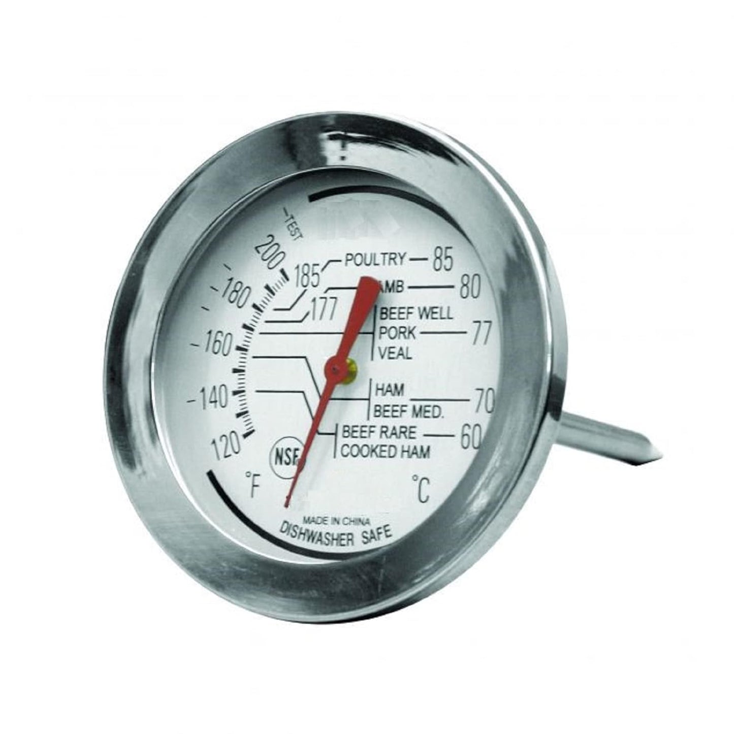 Stainless Steel Zone Dial Meat Thermometer 4-1/2" Stem, 2 3/4" Dial, -120 to 200 Degrees Fahrenheit- Cooking and Grilling Oven Pocket Size for Meat Food Cooking and Grilling Ov