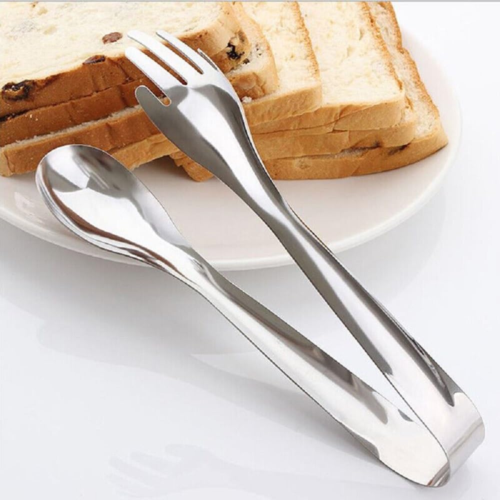 8" Stainless Steel Multi Serving Spoon- Metal Food Tongs Strong Grip Serving Utensils Serving Tongs for Grabbing Food Parties Catering Appetizer Tongs Tea Party Coffee Bar