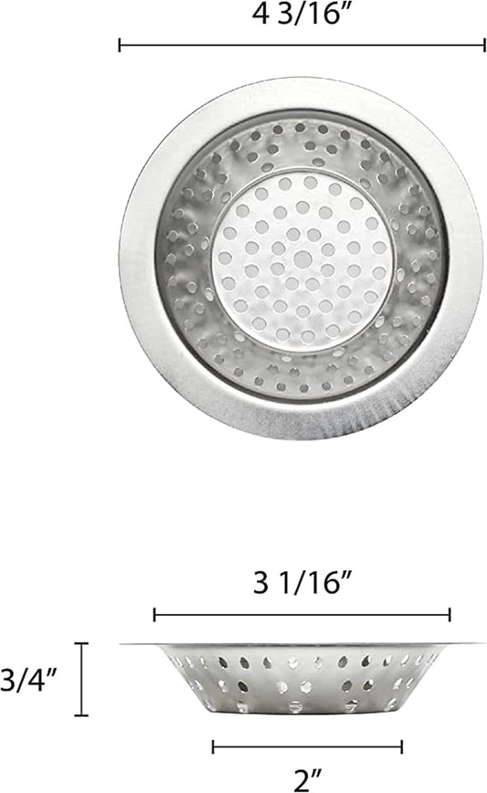 3-1/2” Stainless Steel Sink Strainer - Kitchen Strainer Kitchen Sink Drain Strainer Hair Catcher for Bathroom Sink Utility Slop Laundry