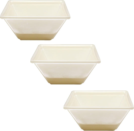 Square Bowl Passion Melamine Set of 3 - Dishwasher Safe Break-Resistant Serving Bowl Soup Bowl for Salads Rice Pasta Dessert Side Dishes Home Restaurants