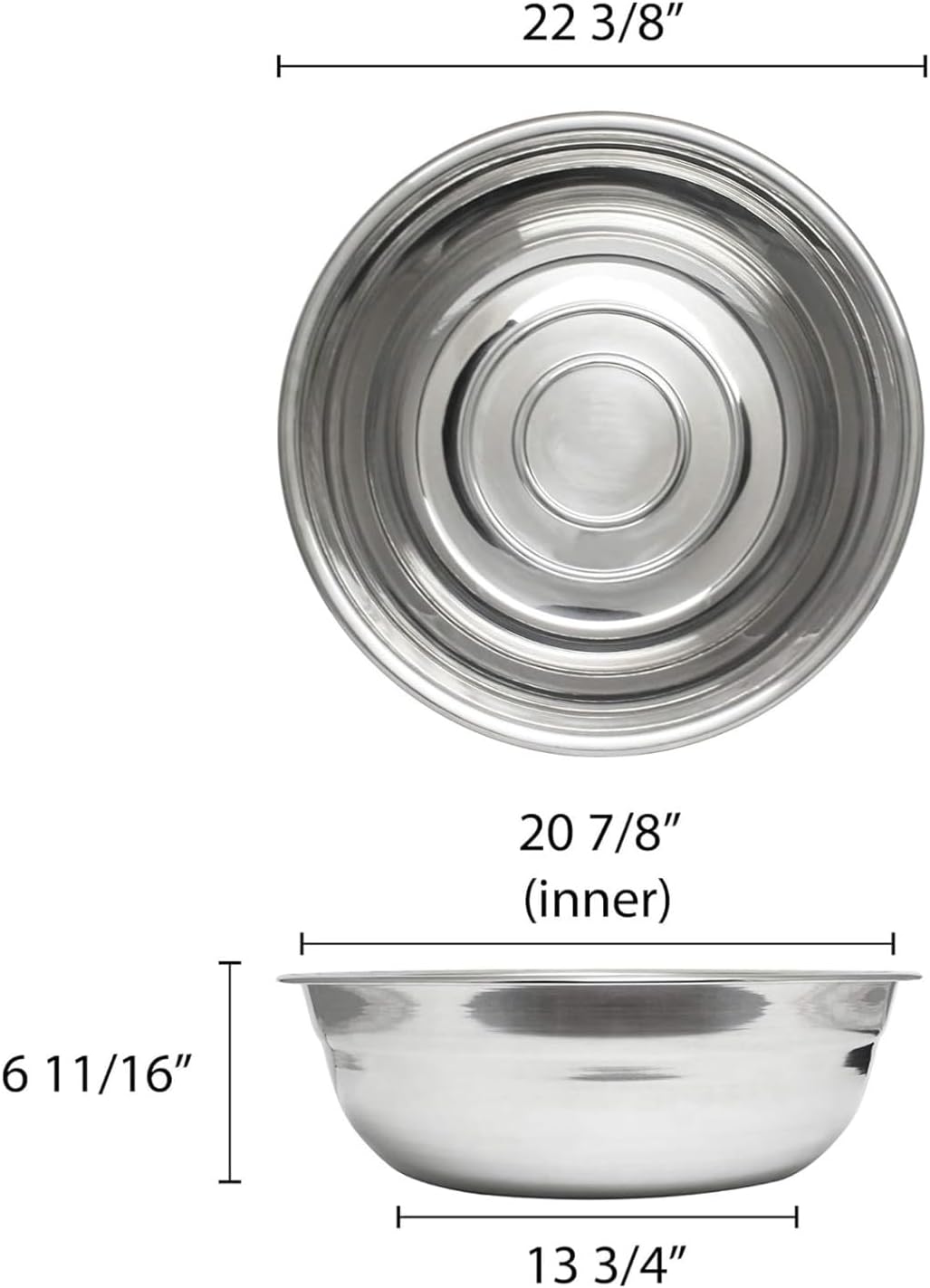 Polar Basin Stainless Steel bowl Heavy Duty Dent-Resistant with Contoured neck - Mixing Bowl Prep Bowl Metal Bowl Great for Prepping Cooking Baking Meal Prep Bowl