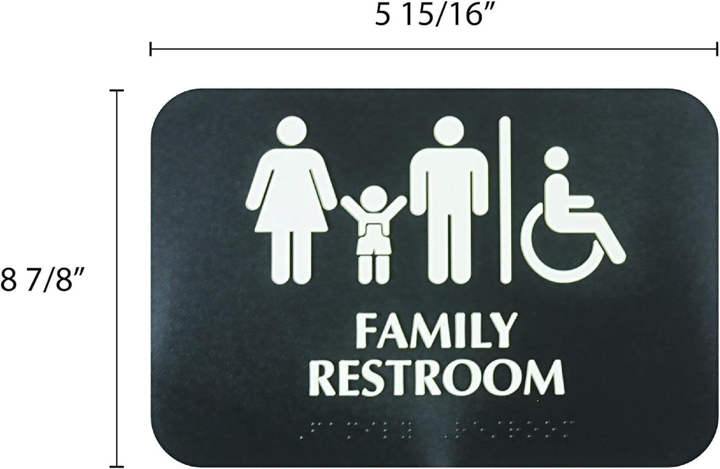 9" x 6" Family Restroom/Accessible Restroom Sign with Braille with Easy Peel Self-Adhesive White on Black Color Set of 2- Door Sign Waterproof Self Adhesive Store Signs Indoor/Outdoor Warning Marker Home Business Use