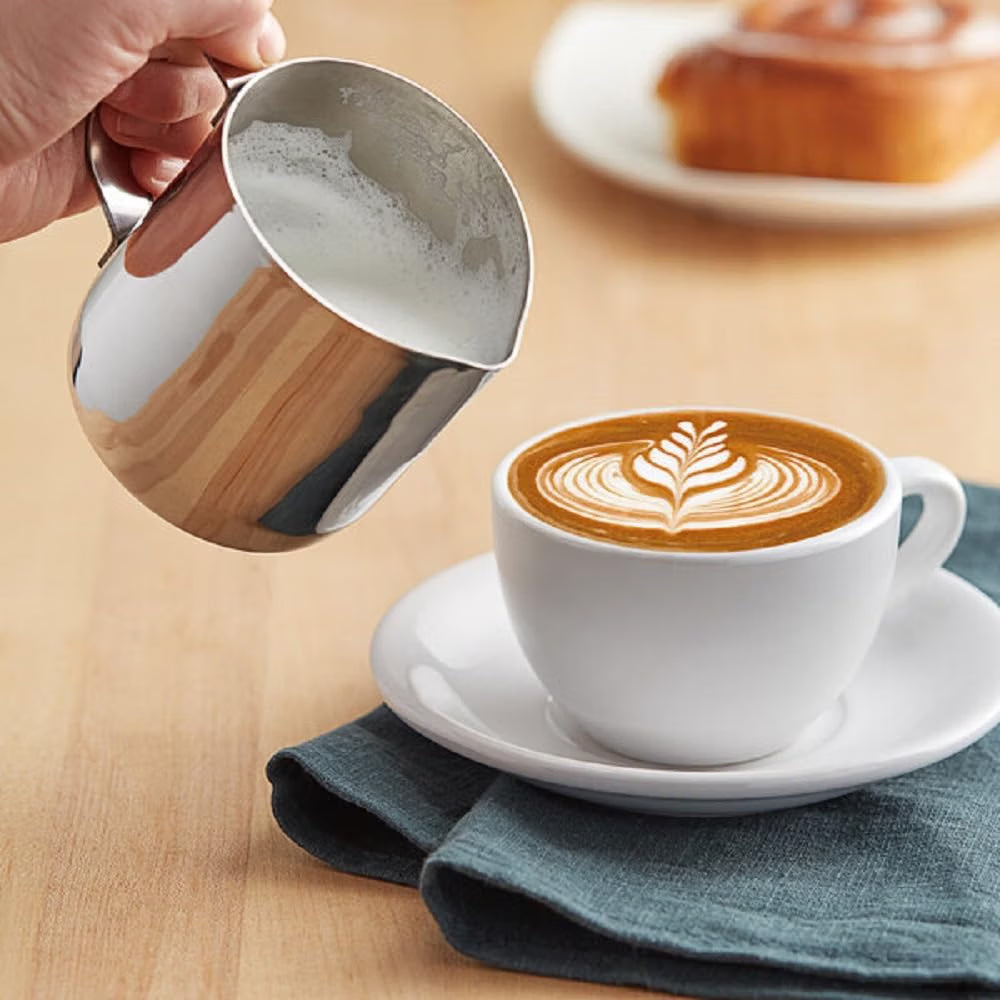 Stainless Steel Frothing Milk Pitcher- Espresso Steaming Pitcher Coffee Bar Espresso Machine Accessories Cappuccino Barista Tool Milk Jug Steamer Frother Cup