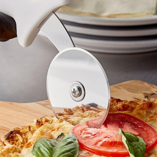 Stainless Steel Blade Pizza Cutter with White Plastic Handle- Pizza Cutter Wheel Stainless Steel Sharp Blade For Cutting Through Slice Thick or Thin Pizzas Pie Crust and Pastries
