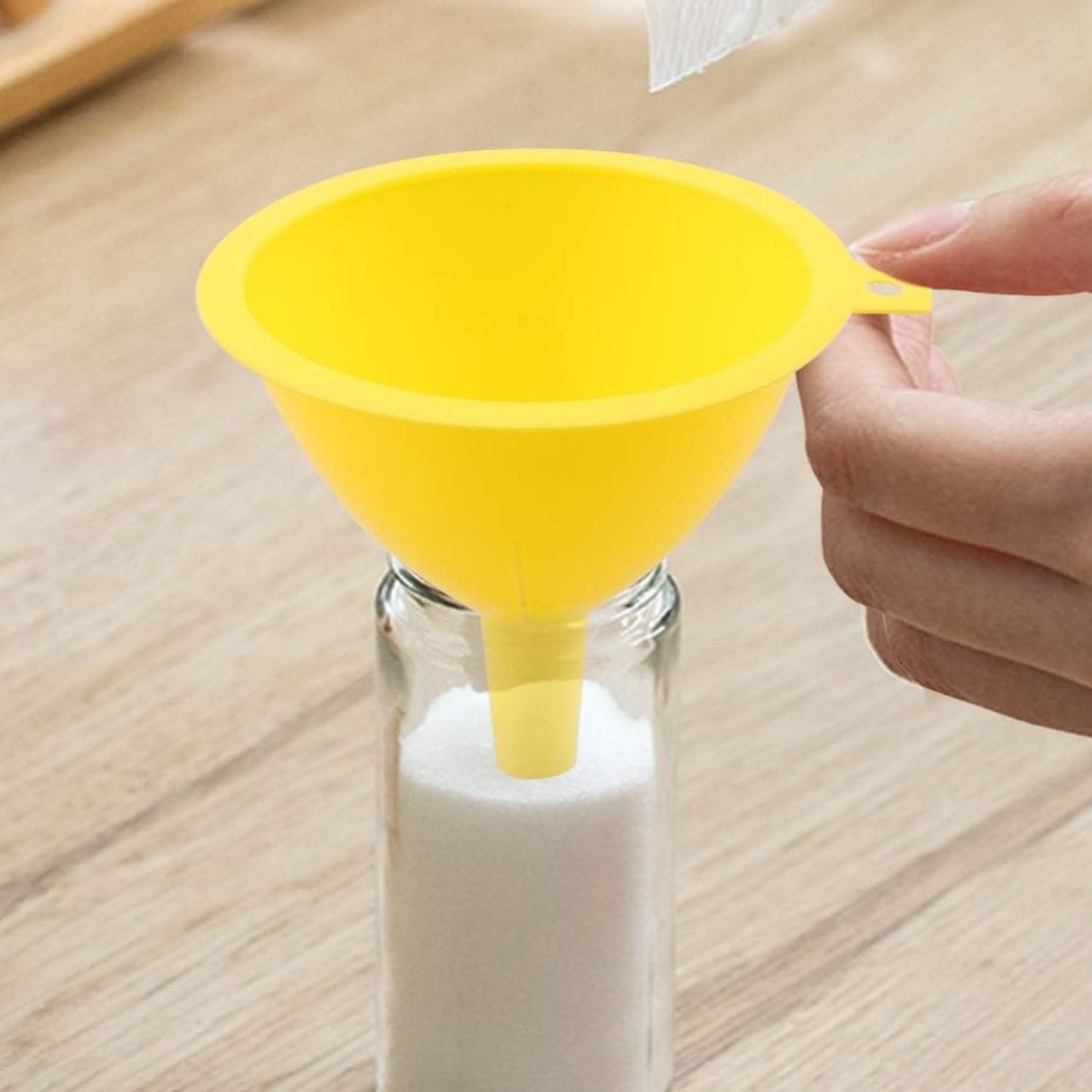 Kitchen Funnel Yellow Color Plastic Set of 2- Durable Kitchen Funnel Kitchen Gadgets Accessories Funnels for Filling Water Bottle Liquid Transfer Dry Ingredients & Powder