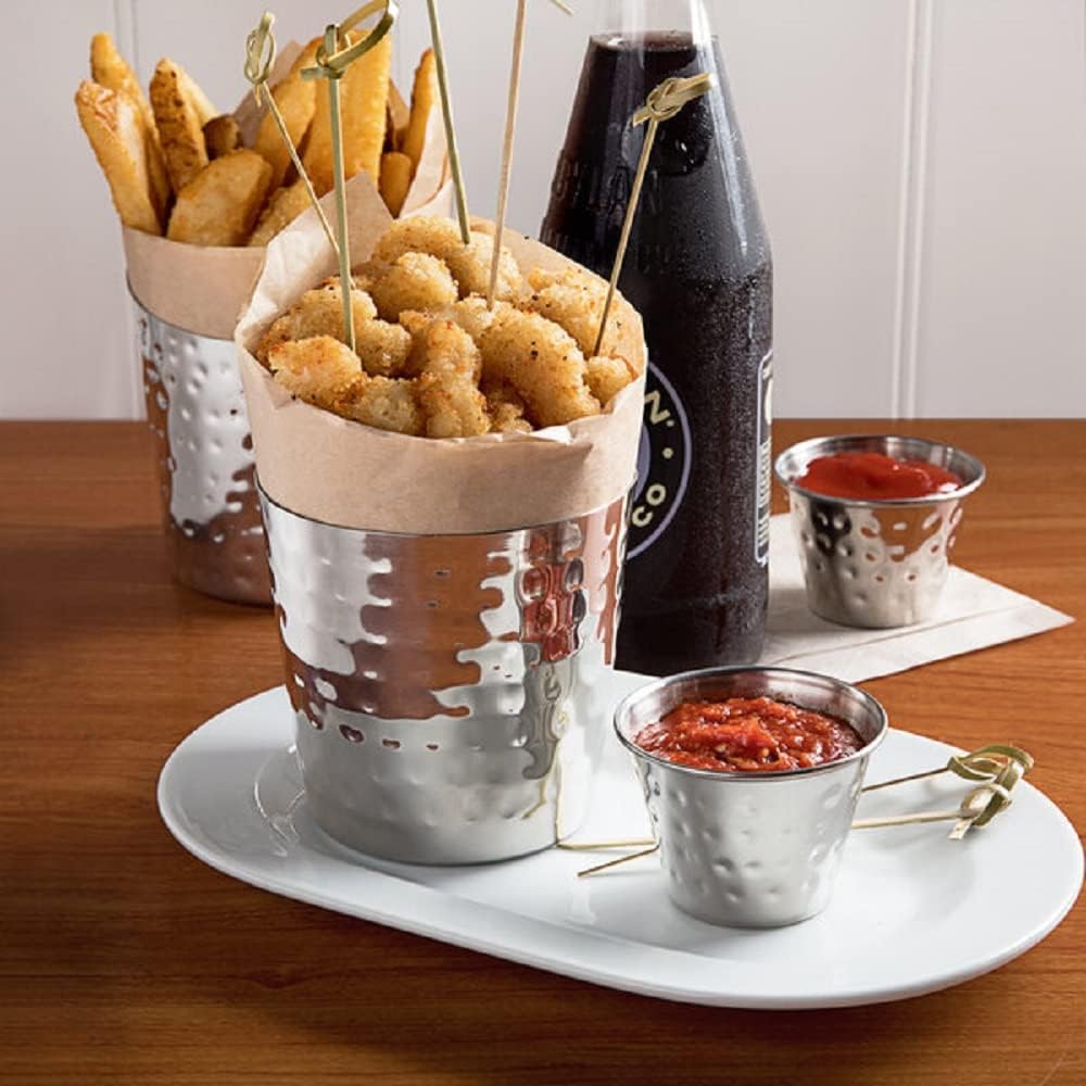 13 oz. Stainless Steel French Fry Cup Set of 2- French Fry Holder Stainless Steel Fry Cup Appetizer Cups For Serving Chips Onion Rings Tater Tots or Vegetables