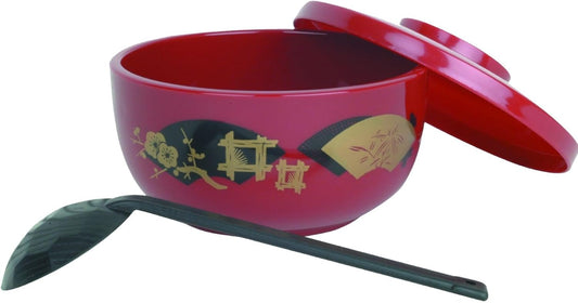 30 oz Donburi Japanese Noodle Bowl with Lid and Spoon - Soup Bowl Japanese Plastic Bowl Ramen Bowl Udon Bowl Pho Bowl Poke Bowl Cereal Bowl Japanese Serving Bowls