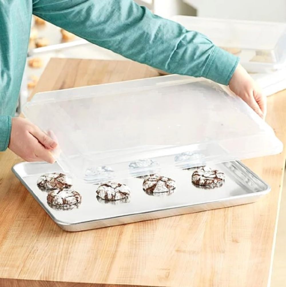 Set of 2 Polypropylene Sheet Pan Covers | Clear, Durable & Stackable Baking Tray Lids for Cookies, Cakes & Pastries | Ideal for Home, Bakeries & Restaurants