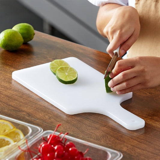 13-7/8" x 6-7/8" x 3/8" Utility Paddle Cutting Board White Plastic- Non-Skid Thick Plastic Chopping Board Cutting Boards for Meat Vegetables Dishwasher Safe Home Kitchen Restaurants