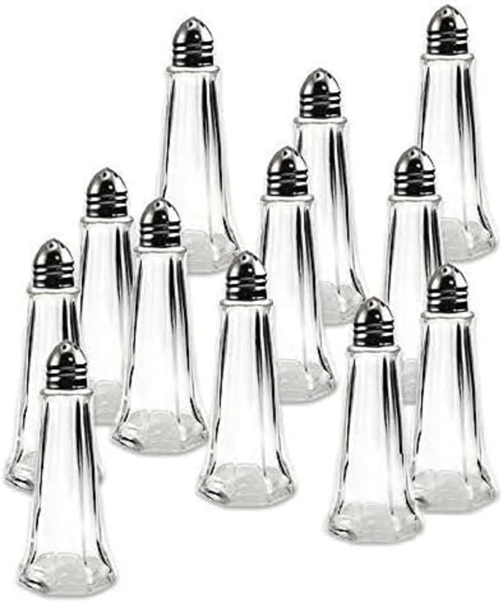 Tower Salt Pepper Shakers with Glass Body Stainless Steel Top - Salt Shaker Salt Pepper Shakers Glass Spice Jars Accessories for Wedding Party Restaurant Home Kitchen