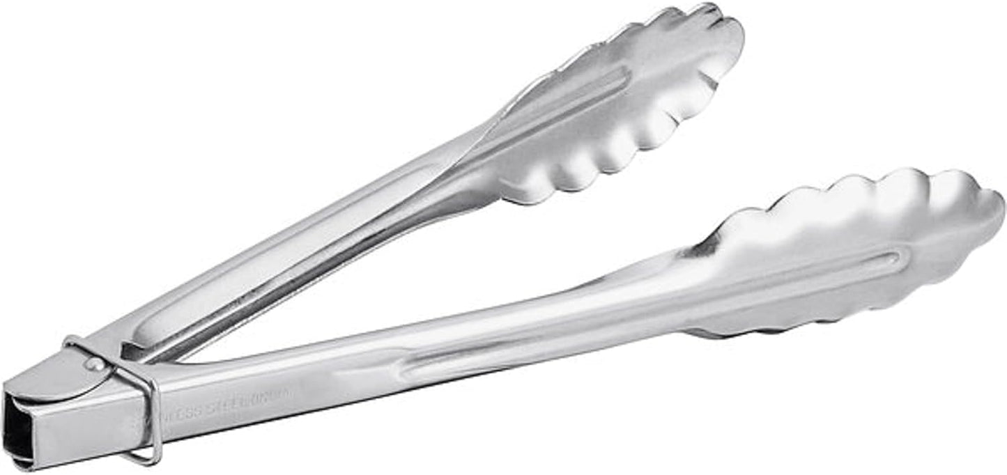 Stainless Steel Flat Spring Utility Tong with Locking Ring Set of 3- Food Tongs Cooking Tongs for Grilling Barbecue Buffets Home Restaurants Food Tong Buffet Tong Appetizer Tong