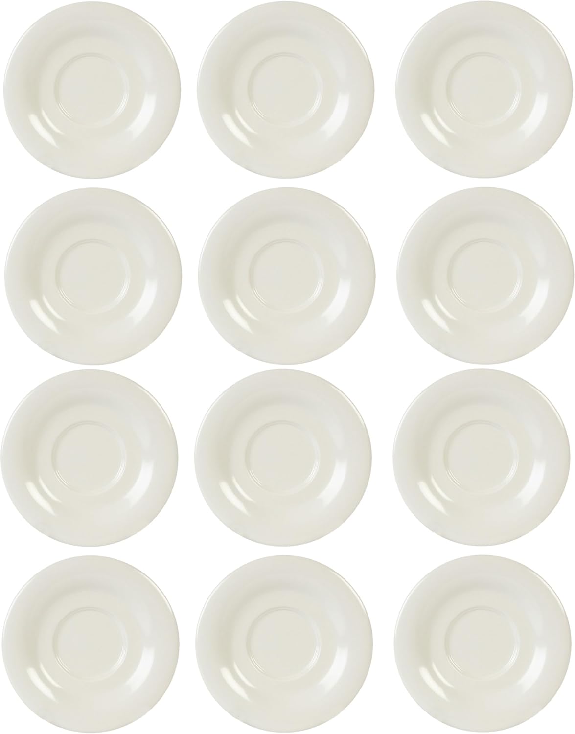 5-1/2” Saucer Melamine Set of 12 for Bouillon Cup/Salad Bowl - Dishwasher Safe Break-Resistant Appetizer Dessert Plates Coffee Cup Saucers Drinkware Home Cafe