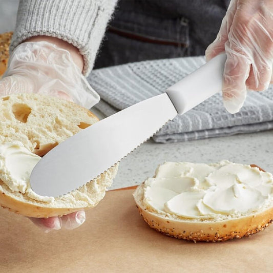 9-1/2" Sandwich Spreader Stainless Steel with White Plastic Handle Set of 2- Kitchen Tools Butter Spreader Sandwich Cream Cheese Condiment Knives for Appetizer Condiments