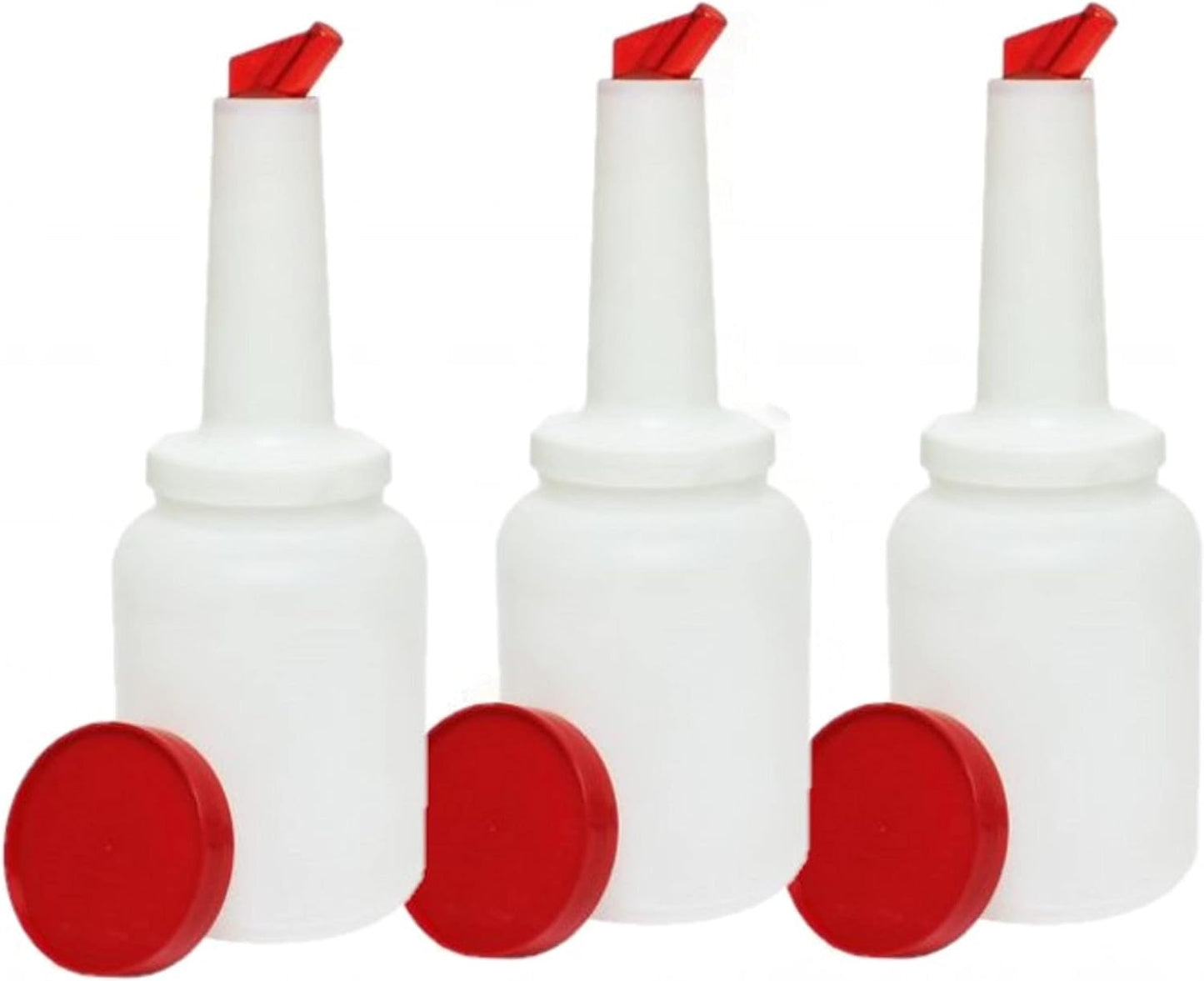 Pour and Store Fruit Juice and Liquor Pour Bottles Set of 3- Juice Pouring Bottle Containers Bar Pour Bottles Plastic Juice Pour Bottles Plastic Barware for Bars & Event