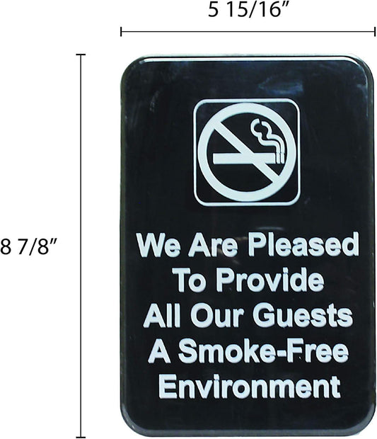 6" x 9" Smoke-Free Environment Signs with Easy Peel Self-Adhesive Set of 2- Waterproof Self Adhesive Store Signs Indoor/Outdoor Warning Marker Home Business Use